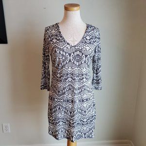 Balance Collection Hooded Sheer Tribal Print Top S